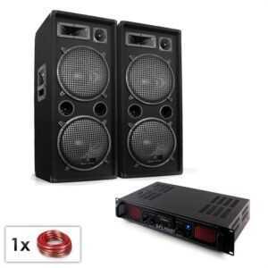 Electronic-Star PA Set "Malone SPL Bluetooth MP3" pár 2x12 "reproduktor & zesilovač 1500W